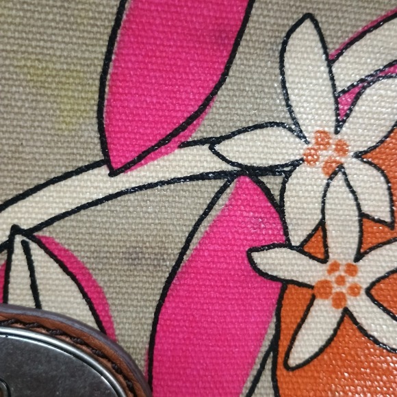 Fossil Orange Blossom Purse Shoulder Bag Floral * Flaws* - Picture 6 of 12